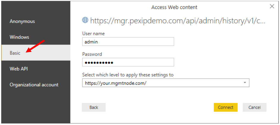 Authenticate with the Management Node - click to enlarge image