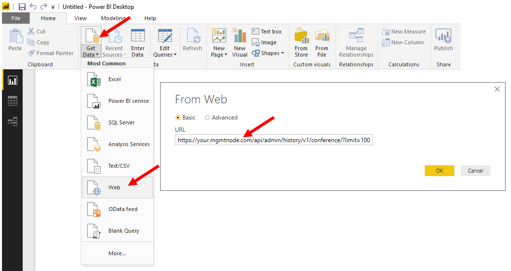 Set up data source from Management Node - click to enlarge image