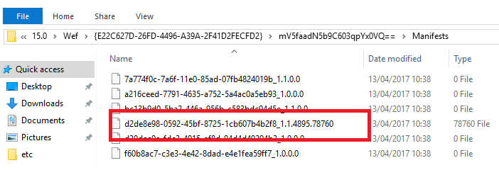 Checking the manifest files on the user's device - select the image to enlarge it