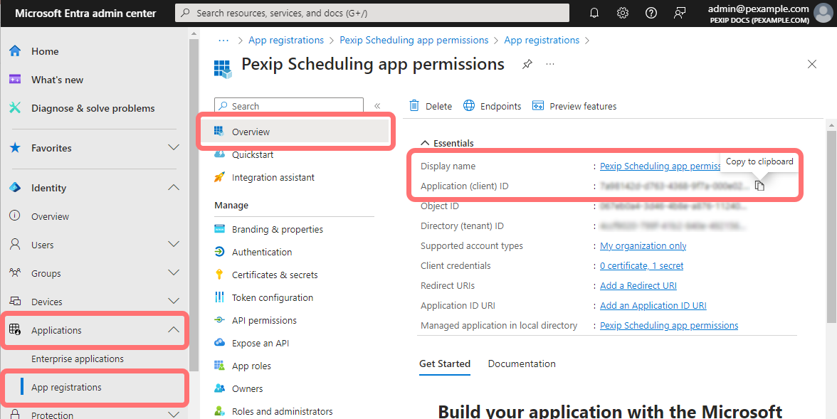 Application (client) ID - select the image to enlarge it
