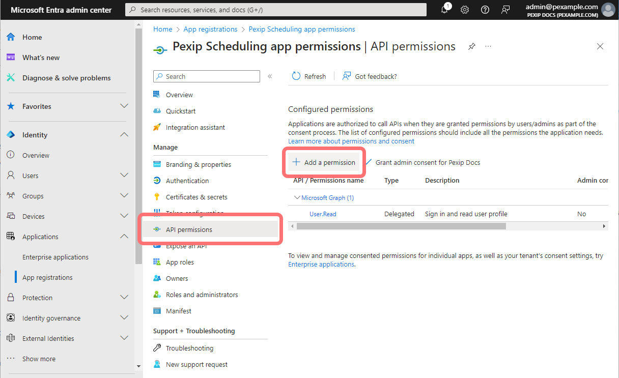 Add app permission - select the image to enlarge it