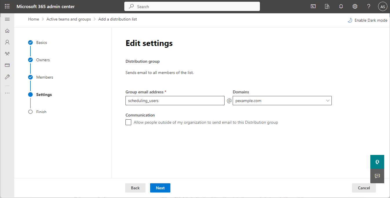 Add a distribution list email - select the image to enlarge it