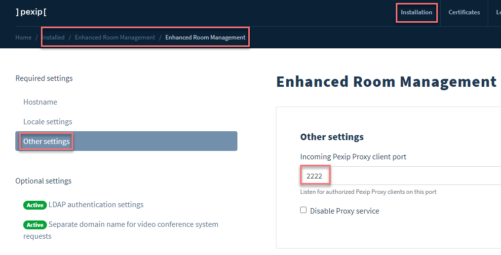 Configuring the listening port for incoming SSH connections to the ERM service via the ERM Installer - select the image to enlarge it