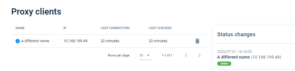 Updated status after the SSH tunnel has been established - select the image to enlarge it