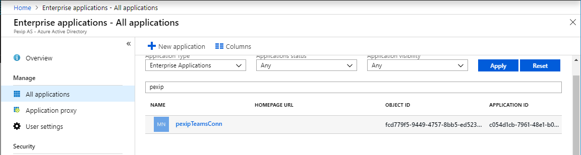 Consented apps - select the image to enlarge it